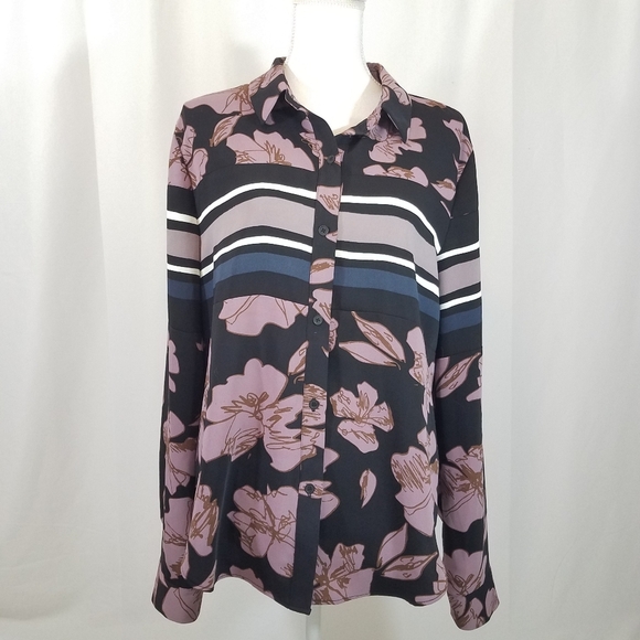 RACHEL Rachel Roy Tops - Rachel Rachel Roy Blooms and Stripes XXL